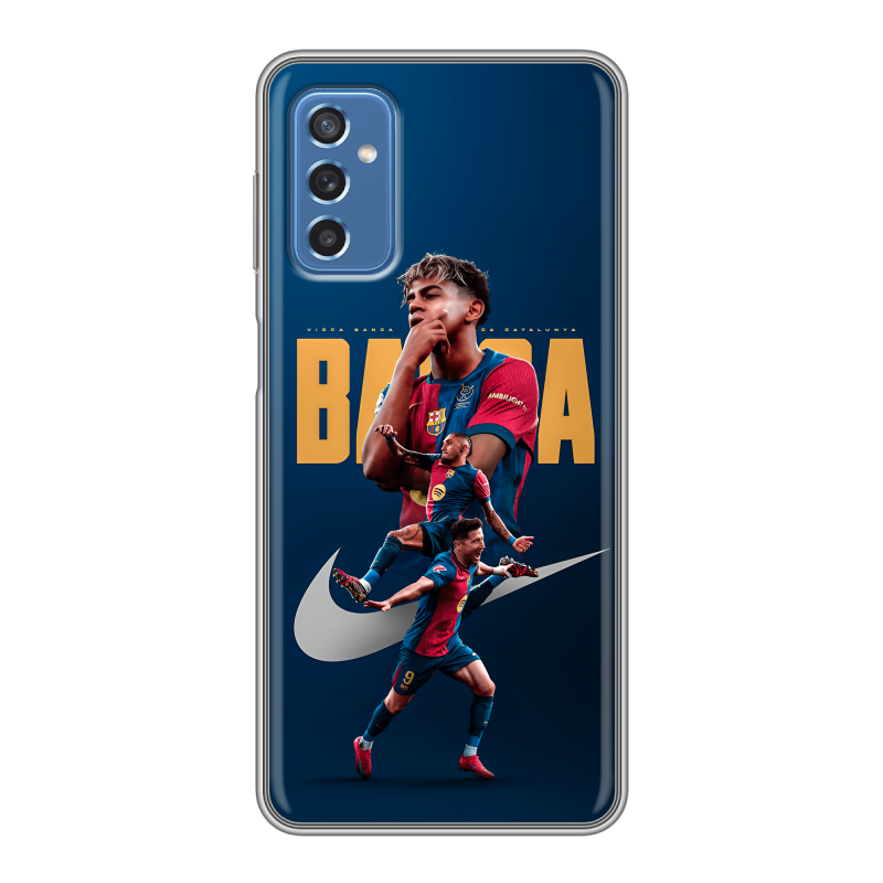 Силиконовый противоударный чехол на Samsung Galaxy M52 5G с принтом Барселона Barca Yamal Силиконовый противоударный чехол на Samsung Galaxy M52 5G с принтом Барселона Barca Yamal