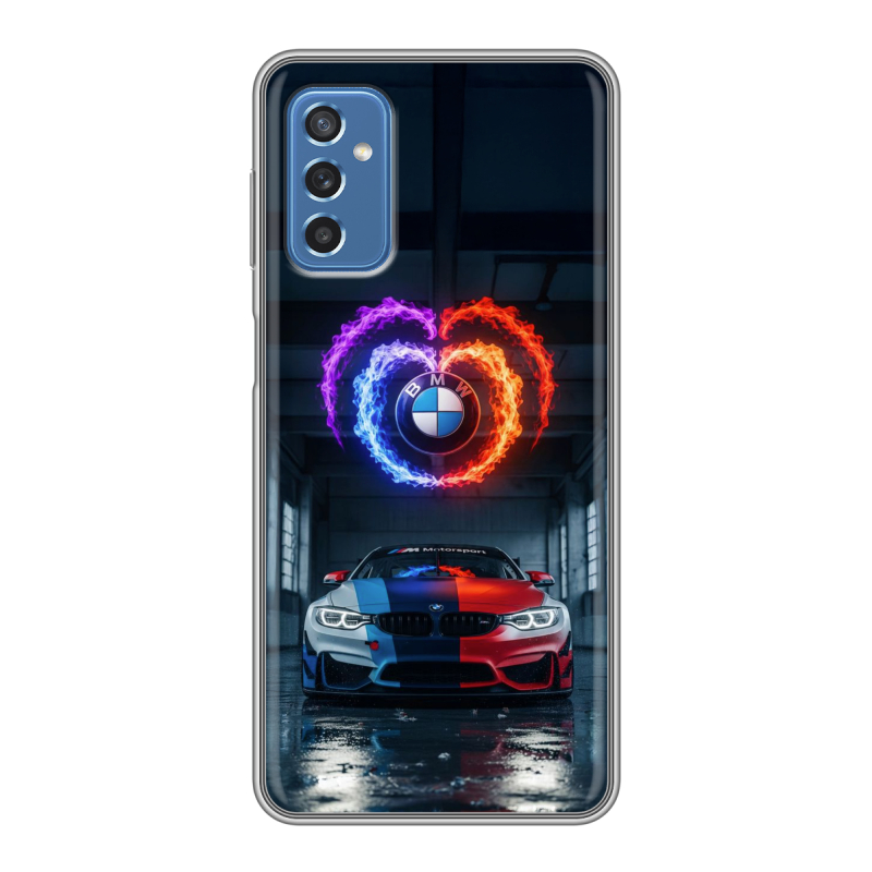 Силиконовый противоударный чехол на Samsung Galaxy M52 5G с принтом BMW БМВ Силиконовый противоударный чехол на Samsung Galaxy M52 5G с принтом BMW БМВ