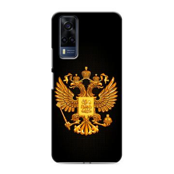 Силиконовый чехол на Vivo Y53s с принтом Герб России желтый Силиконовый чехол на Vivo Y53s с принтом Герб России желтый