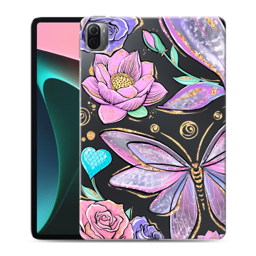 Силиконовый чехол на Xiaomi Pad 5 с принтом Бабочки и цветы