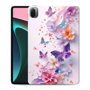 Силиконовый чехол на Xiaomi Pad 5 с принтом цветы бабочки Силиконовый чехол на Xiaomi Pad 5 с принтом цветы бабочки