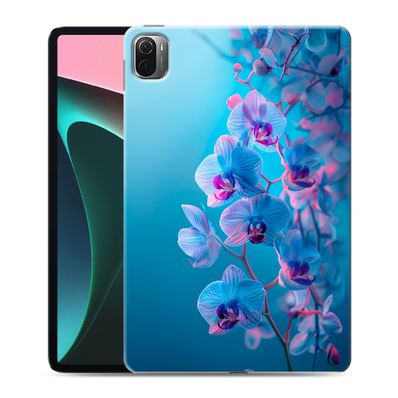 Силиконовый чехол на Xiaomi Pad 5 с принтом голубые орхидеи Силиконовый чехол на Xiaomi Pad 5 с принтом голубые орхидеи