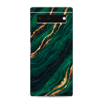 Силиконовый чехол на Google Pixel 6 с принтом Мрамор зеленое золото