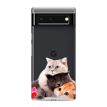 Силиконовый чехол на Google Pixel 6 с принтом Кошки