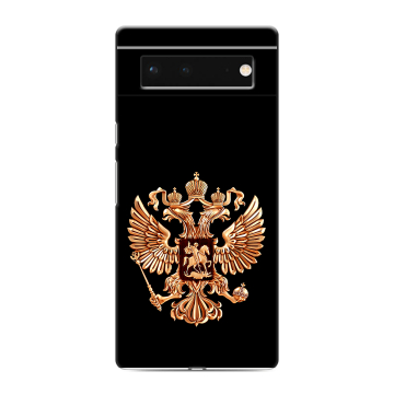 Силиконовый чехол на Google Pixel 6 с принтом Герб России золотой Силиконовый чехол на Google Pixel 6 с принтом Герб России золотой