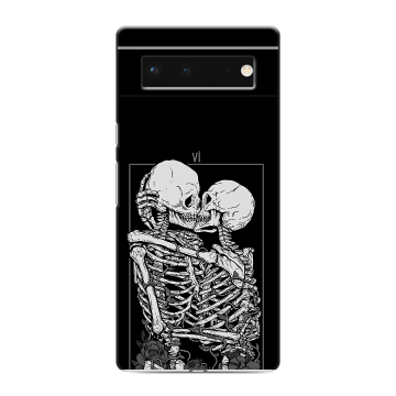 Силиконовый чехол на Google Pixel 6 с принтом Поцелуй скелетов