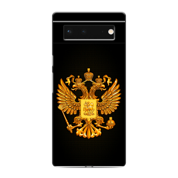 Силиконовый чехол на Google Pixel 6 с принтом Герб России желтый