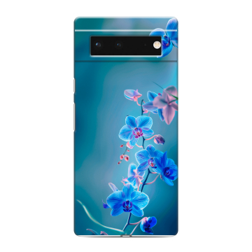 Силиконовый чехол на Google Pixel 6 с принтом Голубые цветы