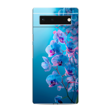 Силиконовый чехол на Google Pixel 6 с принтом голубые орхидеи