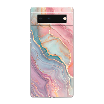 Силиконовый чехол на Google Pixel 6 с принтом розовый мрамор
