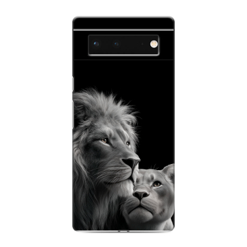 Силиконовый чехол на Google Pixel 6 с принтом Лев кошки