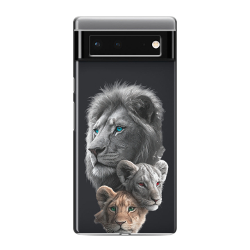 Силиконовый чехол на Google Pixel 6 с принтом Львы
