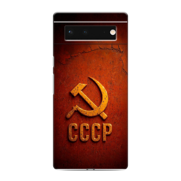 Силиконовый чехол на Google Pixel 6 с принтом Флаг Герб СССР