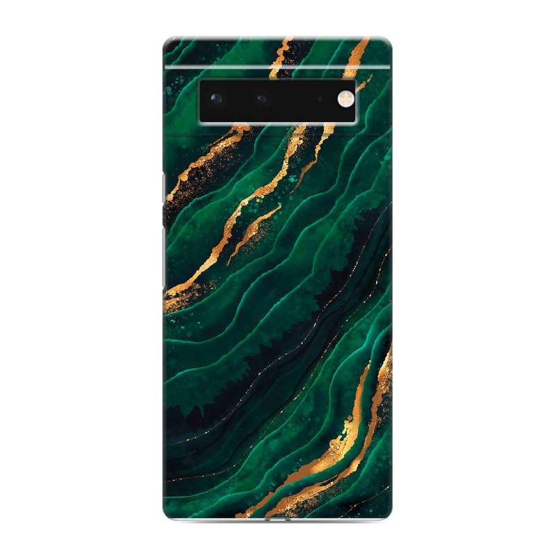 Силиконовый чехол на Google Pixel 6 с принтом Мрамор зеленое золото Силиконовый чехол на Google Pixel 6 с принтом Мрамор зеленое золото