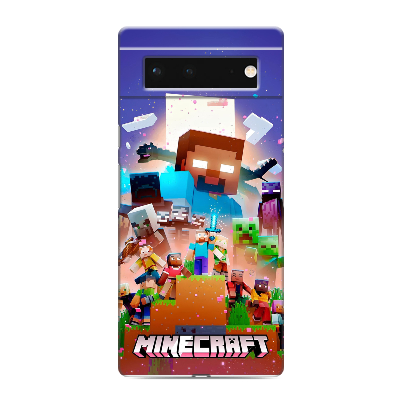 Силиконовый противоударный чехол на Google Pixel 6 с принтом Майнкрафт Minecraft Силиконовый противоударный чехол на Google Pixel 6 с принтом Майнкрафт Minecraft