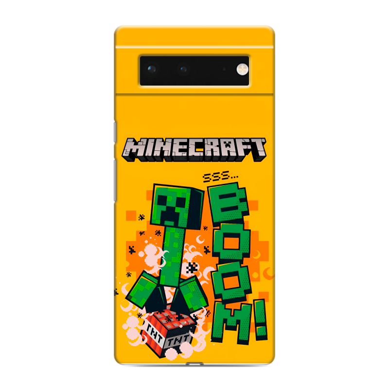 Силиконовый противоударный чехол на Google Pixel 6 с принтом Майнкрафт Minecraft Силиконовый противоударный чехол на Google Pixel 6 с принтом Майнкрафт Minecraft