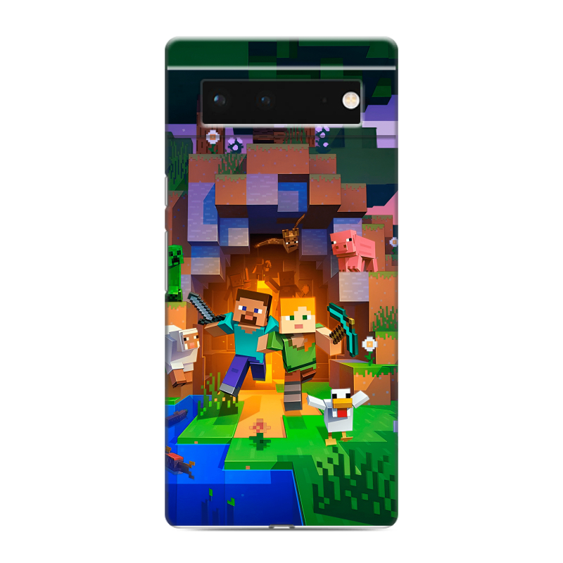 Силиконовый чехол на Google Pixel 6 с принтом Майнкрафт Minecraft Силиконовый чехол на Google Pixel 6 с принтом Майнкрафт Minecraft