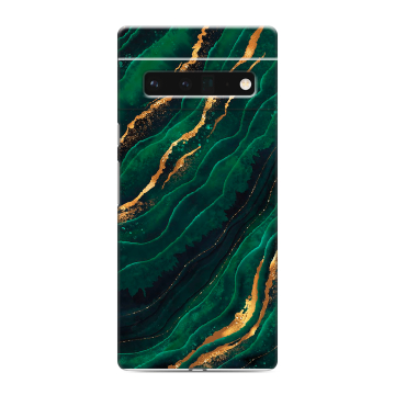 Силиконовый чехол на Google Pixel 6 Pro с принтом Мрамор зеленое золото