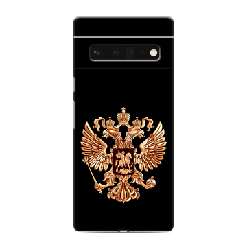 Силиконовый чехол на Google Pixel 6 Pro с принтом Герб России золотой Силиконовый чехол на Google Pixel 6 Pro с принтом Герб России золотой