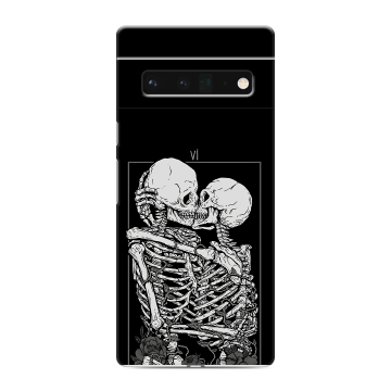Силиконовый чехол на Google Pixel 6 Pro с принтом Поцелуй скелетов
