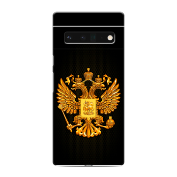 Силиконовый чехол на Google Pixel 6 Pro с принтом Герб России желтый