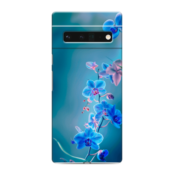 Силиконовый чехол на Google Pixel 6 Pro с принтом Голубые цветы