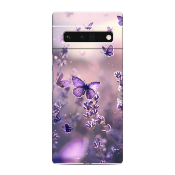 Силиконовый чехол на Google Pixel 6 Pro с принтом бабочки и лаванда