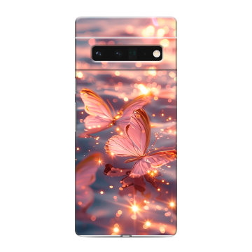 Силиконовый чехол на Google Pixel 6 Pro с принтом бабочки розовые