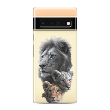 Силиконовый чехол на Google Pixel 6 Pro с принтом Львы