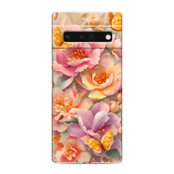 Силиконовый чехол на Google Pixel 6 Pro с принтом Цветы и бабочки