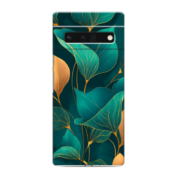 Силиконовый чехол на Google Pixel 6 Pro с принтом Листья и золото