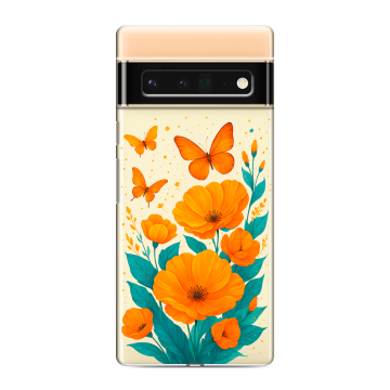 Силиконовый чехол на Google Pixel 6 Pro с принтом цветы бабочки