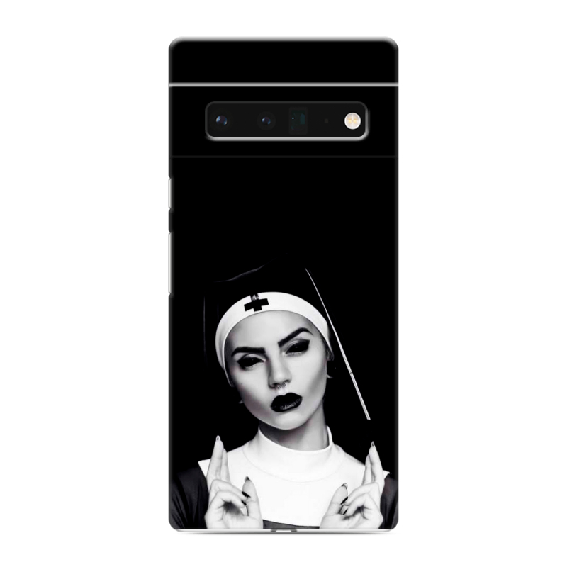 Силиконовый противоударный чехол на Google Pixel 6 Pro с принтом монашка Силиконовый противоударный чехол на Google Pixel 6 Pro с принтом монашка