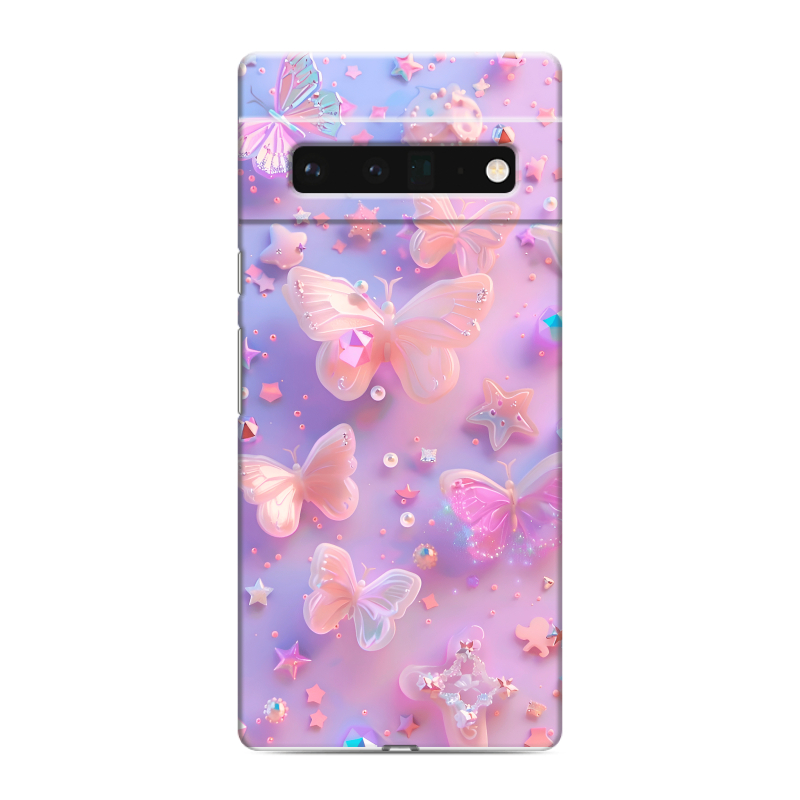 Силиконовый противоударный чехол на Google Pixel 6 Pro с принтом Бабочки Силиконовый противоударный чехол на Google Pixel 6 Pro с принтом Бабочки
