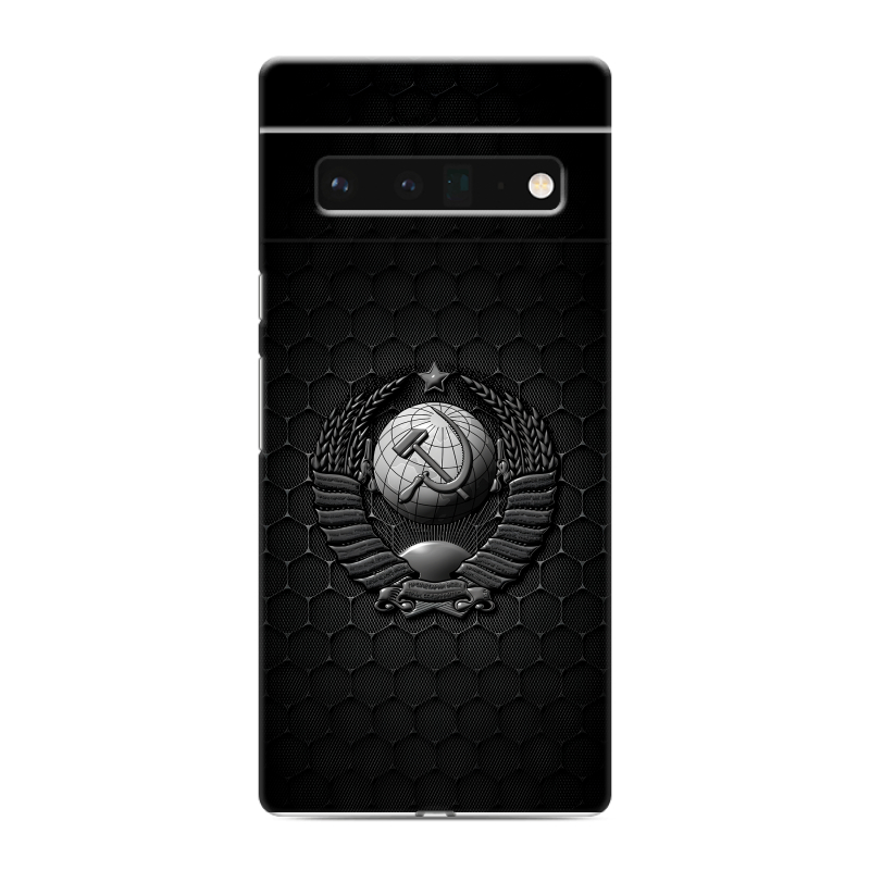 Силиконовый противоударный чехол на Google Pixel 6 Pro с принтом Герб Флаг СССР Силиконовый противоударный чехол на Google Pixel 6 Pro с принтом Герб Флаг СССР