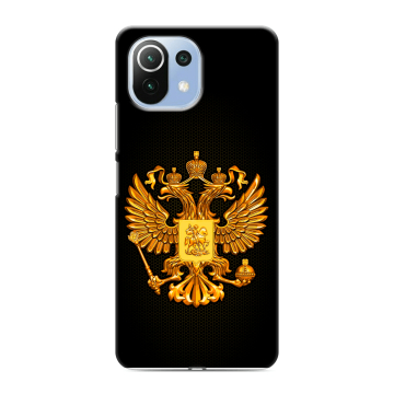 Силиконовый чехол на Xiaomi 11 Lite 5G NE с принтом Герб России желтый