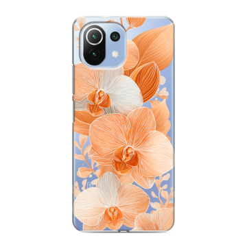 Силиконовый чехол на Xiaomi 11 Lite 5G NE с принтом Бежевые цветы Силиконовый чехол на Xiaomi 11 Lite 5G NE с принтом Бежевые цветы