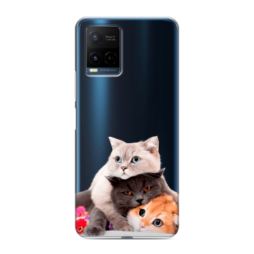 Силиконовый чехол на Vivo Y21 с принтом Кошки Силиконовый чехол на Vivo Y21 с принтом Кошки