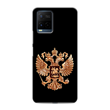 Силиконовый чехол на Vivo Y21 с принтом Герб России золотой Силиконовый чехол на Vivo Y21 с принтом Герб России золотой