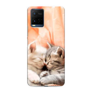 Силиконовый чехол на Vivo Y21 с принтом Котята