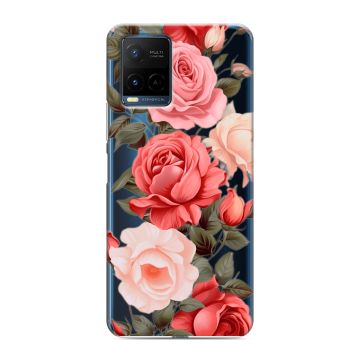 Силиконовый чехол на Vivo Y21 с принтом Розы