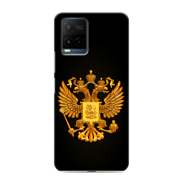Силиконовый чехол на Vivo Y21 с принтом Герб России желтый