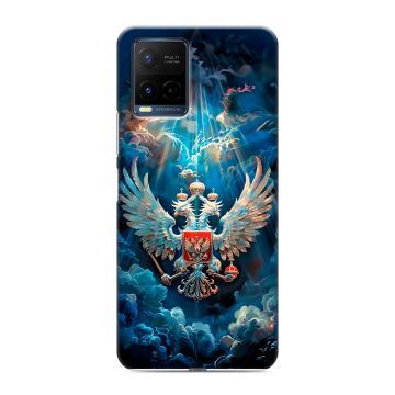 Силиконовый чехол на Vivo Y21 с принтом Герб флаг России