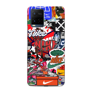 Силиконовый чехол на Vivo Y21 с принтом Найк Nike яркий