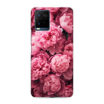 Силиконовый чехол на Vivo Y21 с принтом цветы пионы