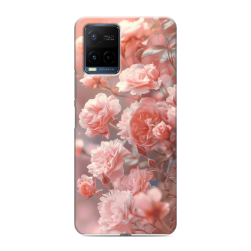 Силиконовый чехол на Vivo Y21 с принтом Розовые розы
