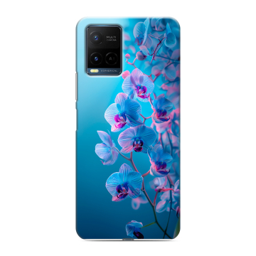 Силиконовый чехол на Vivo Y21 с принтом голубые орхидеи
