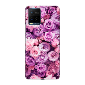 Силиконовый чехол на Vivo Y21 с принтом лавандовые розы Силиконовый чехол на Vivo Y21 с принтом лавандовые розы