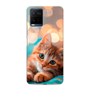 Силиконовый чехол на Vivo Y21 с принтом котик