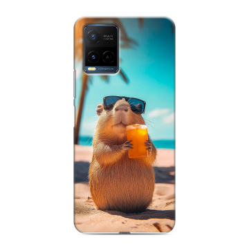 Силиконовый чехол на Vivo Y21 с принтом Капибара Силиконовый чехол на Vivo Y21 с принтом Капибара